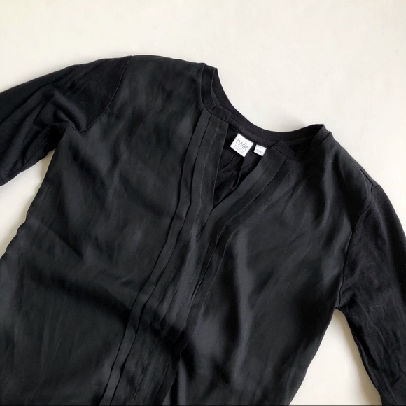TWIK XS Black Long Sleeve Mixed Fabric Pleated Top - Picture 4 of 15